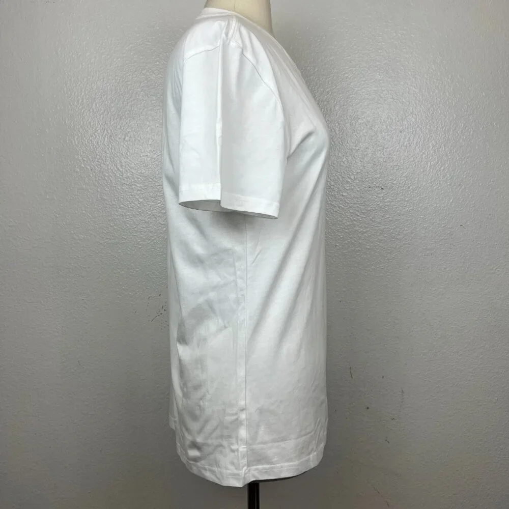 NWT ADOR Graphic Henley Short Sleeve White Tee Size‎ S